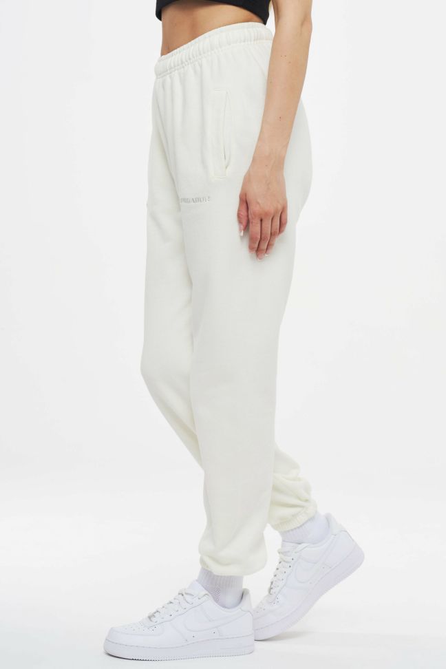 Women Pegador Bottoms | Grace High Waisted Sweat Pants Washed Pearl White